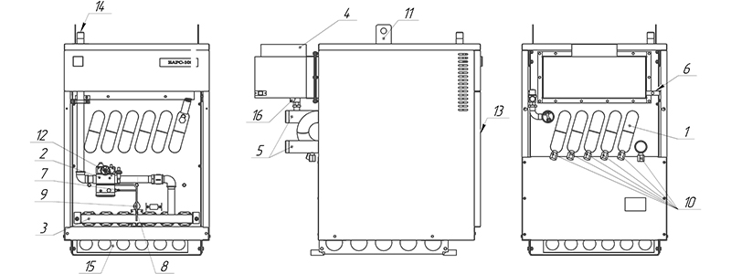 Устройство котла «Барс 100» с САБК